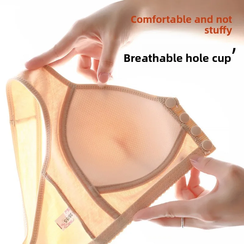حمالة صدر كبيرة الحجم بفتحة أمامية متقاطعة وكأس ثابتة للنساء في منتصف العمر بدون دعم حلقة فولاذية