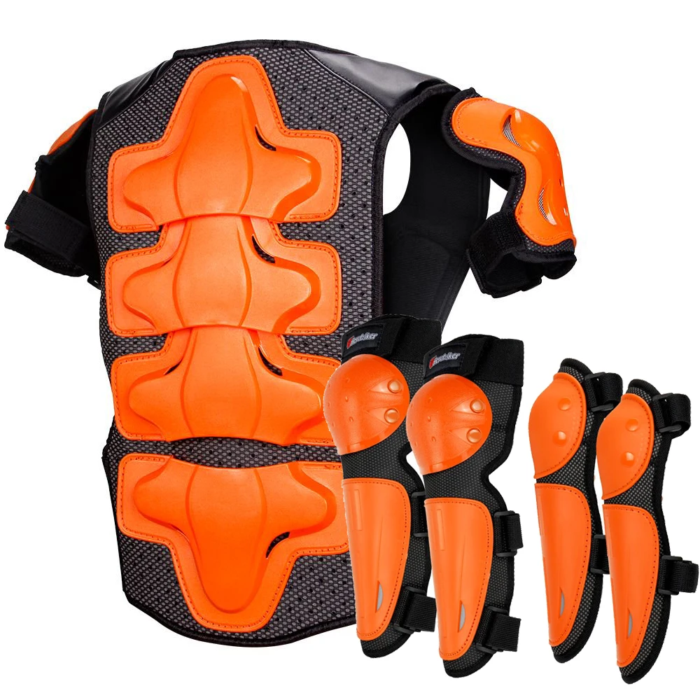 

Children Motorcycle Armor Vest Protective Gear Bicycle Knee And Elbow Protection Outdoor Sports Chest Back Protection Equipment
