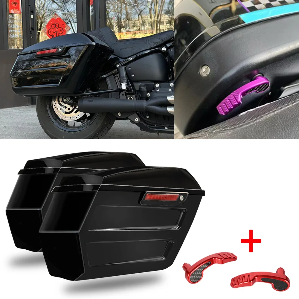 

Motorcycle Hard Chopped Performance Saddlebag Bags&Carbon Fiber Latch Kit For Harley Touring Road King RG Street Glide 2014-2023
