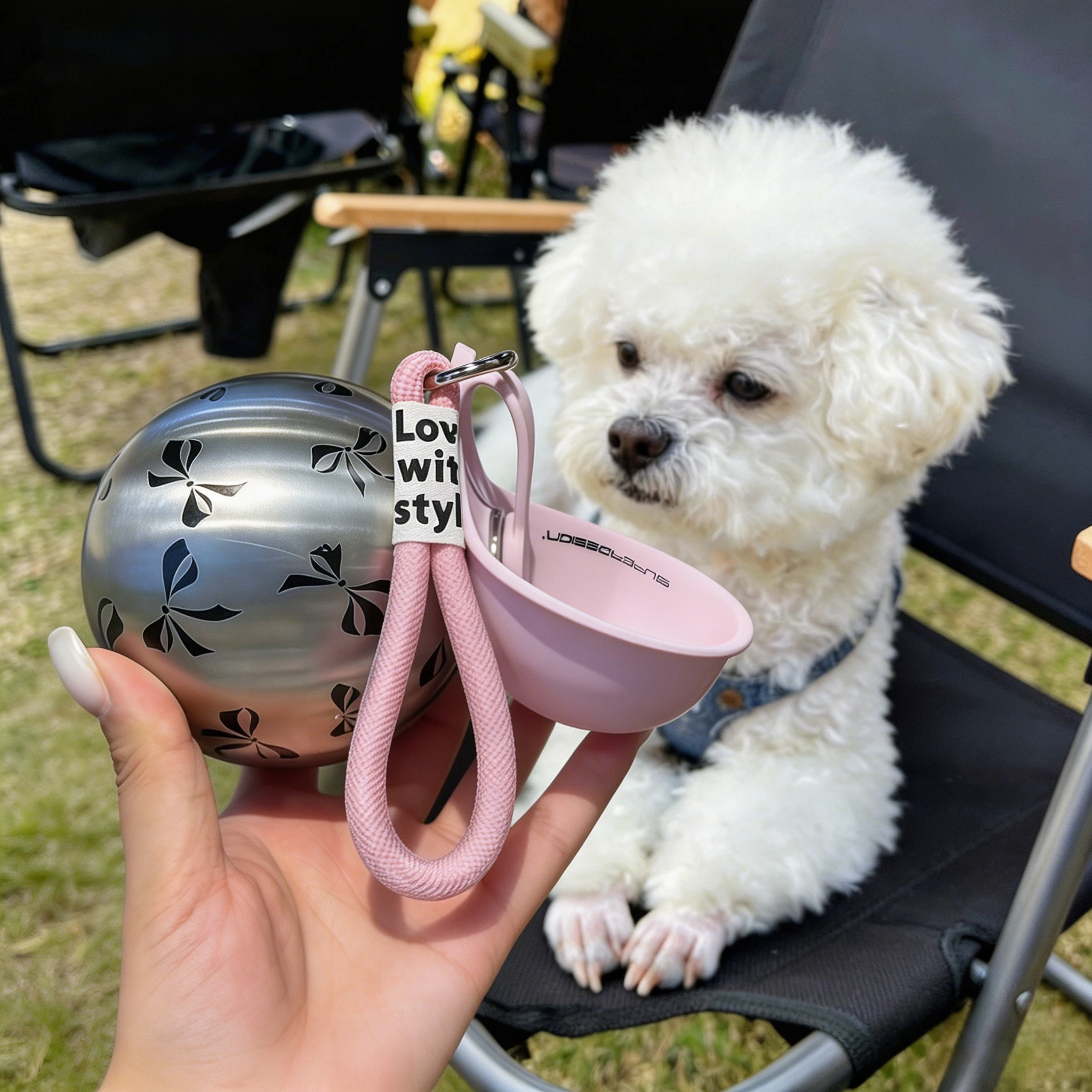 Dog Go Out Portable Drinker Foldable Drinking Pot 304 Stainless Steel Accompanying Cup Pet Drinking Outdoor