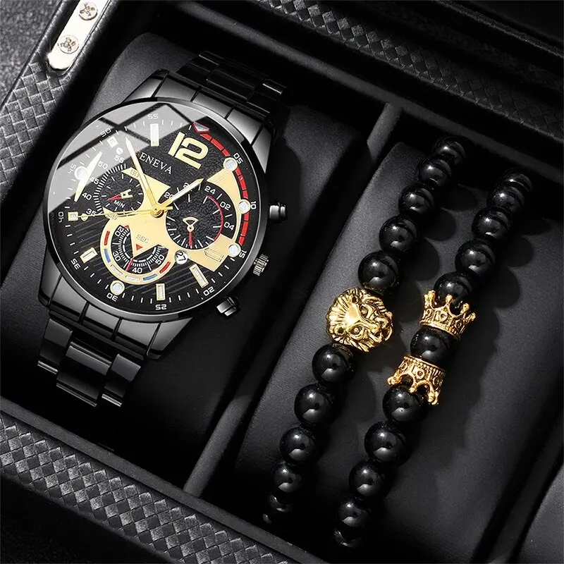 Mens Sports Watches Fashion Business Calendar Quartz Wristwatch Luxury Black Stainless Steel Casual Male Clock Relogio Masculino