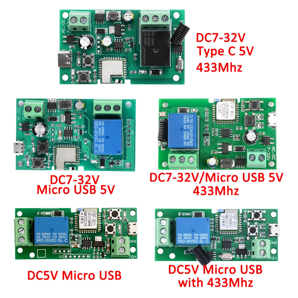 DC7-32V /DC5V 1CH Wifi Relay Module for eWeLink APP Remote Control Self-lock Wireless Delay Relay for Smart Intelligent Home