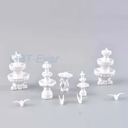 1 Set(9pcs) White Fountain Sculpture Model Set Home Decor Miniature Fairy Garden Ornaments Dollhouse Decoration Accessories