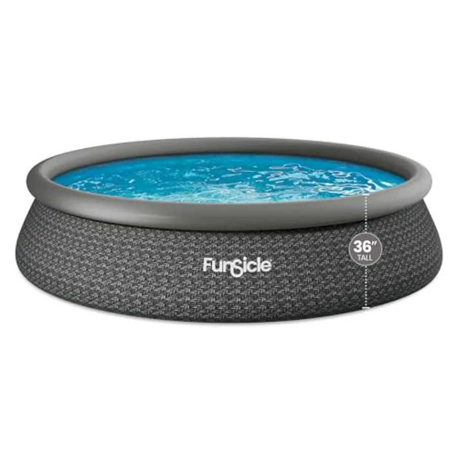 

Above ground swimming pool for backyard use vinyl material dark herringbone color includes FiltraBoost 800 GPH filter pump and