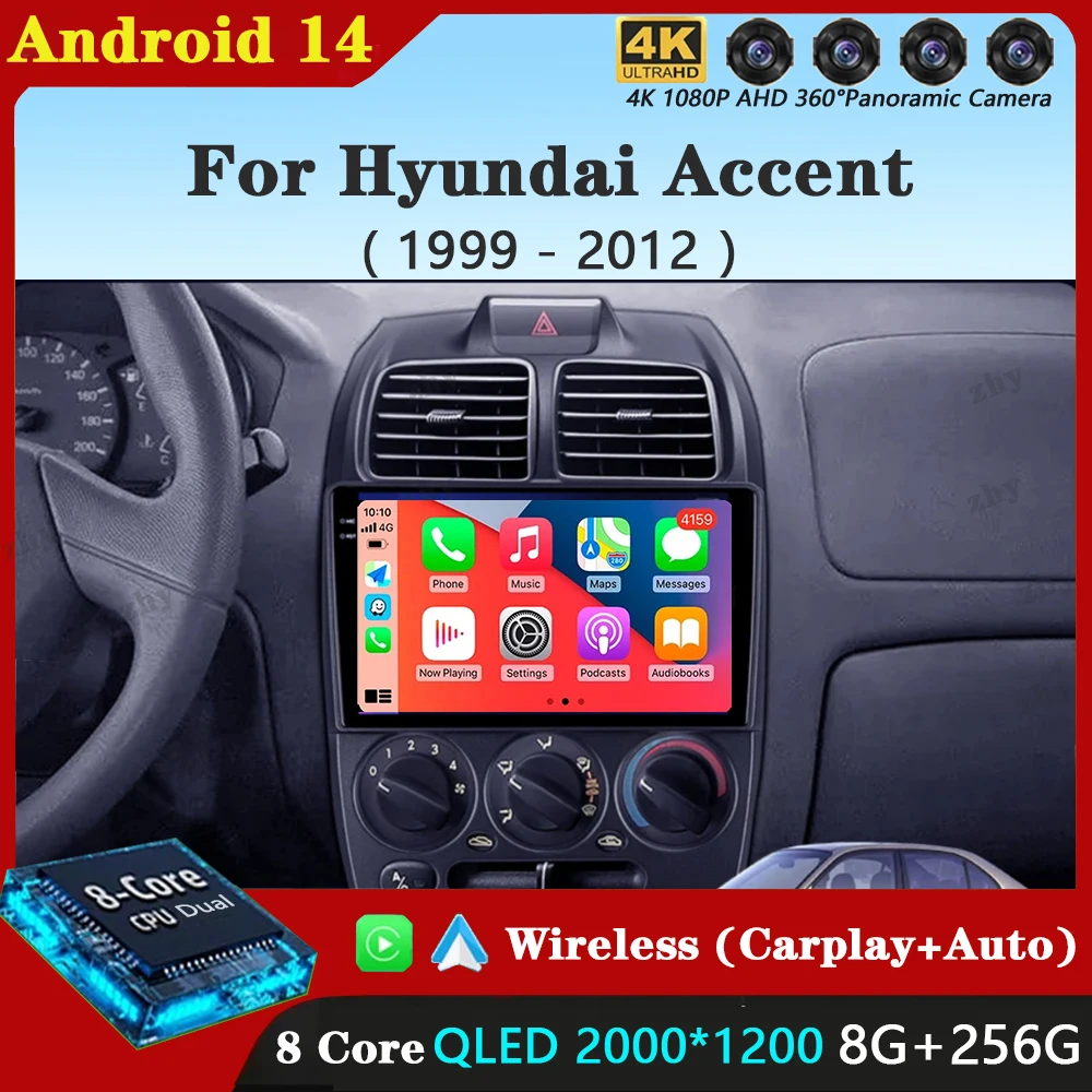 

Android 14 Car Radio For Hyundai Verna Accent II 2 1999 - 2012 Navigation GPS Screen Android Auto 5G Wifi TB QLED Video No 2 d