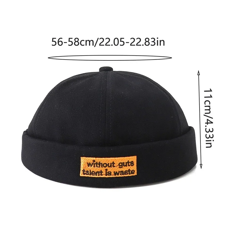 Fashion Unisex Brimless Hat Breathable Letter Embroidery Beanie Hat Outdoor Men Women Adjustable Casual Docker Cap Hip Hop Hats