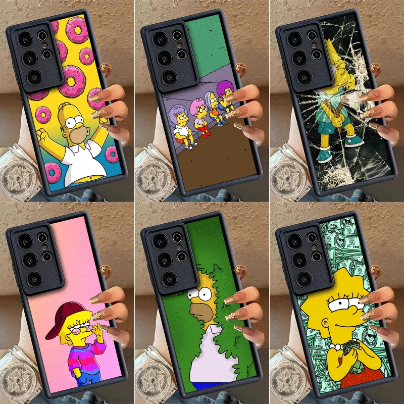 Cartoon Homers-S-Simpsons Shockproof Phone Case For Samsung Galaxy S23 S24 S25 S26 Ultra S21 FE S20 Plus 5G Silicone Cover