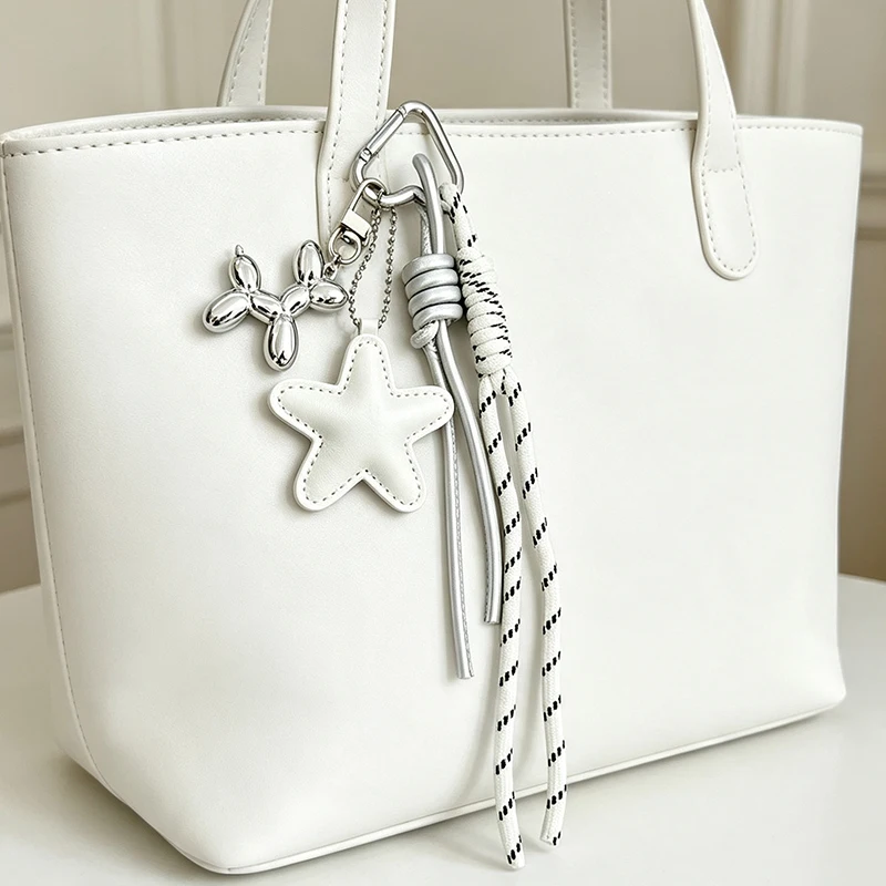 Creative Simple Style Heart-shaped Five-pointed Star Woven Lanyard Keychain Pendant Trendy Bag Charm Accessory