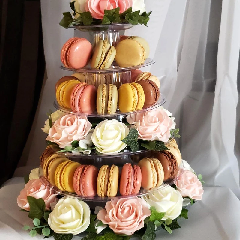 4/6-Tiers Macaron Display Stand Cupcake Tower Rack Cake Stands PVC Tray For Wedding Birthday Cake Decorating Tools Bakeware deco