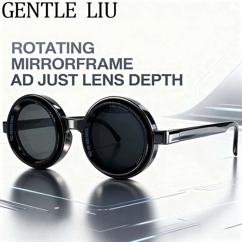 

Polarized Round Punk ND9 Adjustable Dimming Sunglasses Men Small Frame Sunglass Driving Fishing Filter For Male Eyewear UV400