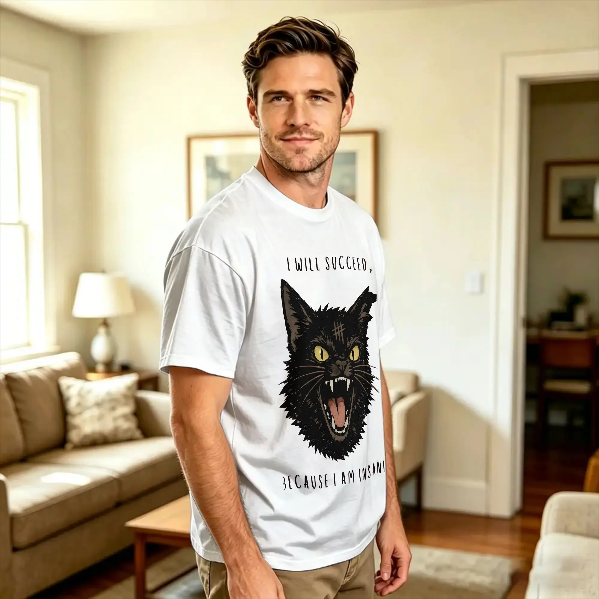 Funny Saying I Will Succeed Because I Am Insane T-Shirt Beach  Fashion T Shirts Cotton O Neck Oversize Clothing Short-Sleeve