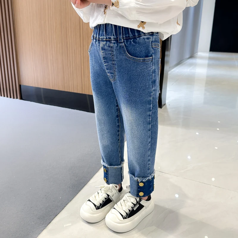 

Children's Jeans Kids Denim Long Trousers Spring Autumn Pants Teen Girls Korean Style Clothes Casual Loose Jeans 2-8Years