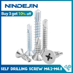 20/30pcs Cross Flat Head Self Drilling Tapping Screw Stainelss Steel Zinc Plated M3.5 M4.2 M4.8 Hardiflex Screw for Sheet Metal