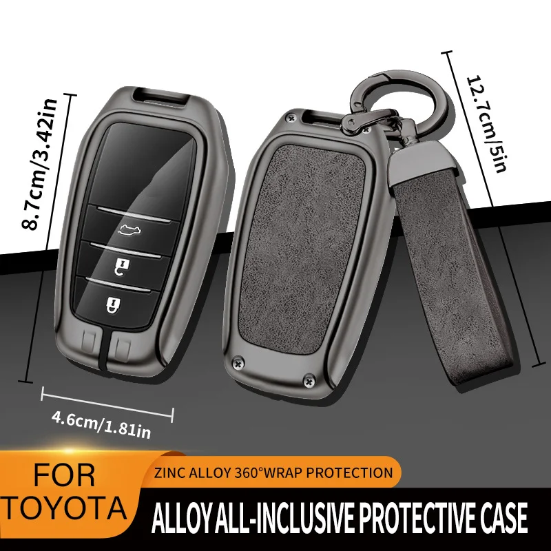 For Toyota Camry Corolla CHR Hilux Fortuner Land Cruiser 200 Crown RAV4 Zinc Alloy Car Key Protective Case Llavero Carcasa