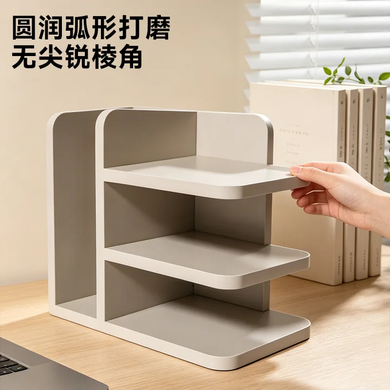 Desktop Solid Wood Storage Bookstand Office Document Organizing Rack Student Dormitory Book Storage Practical Storage Artifact