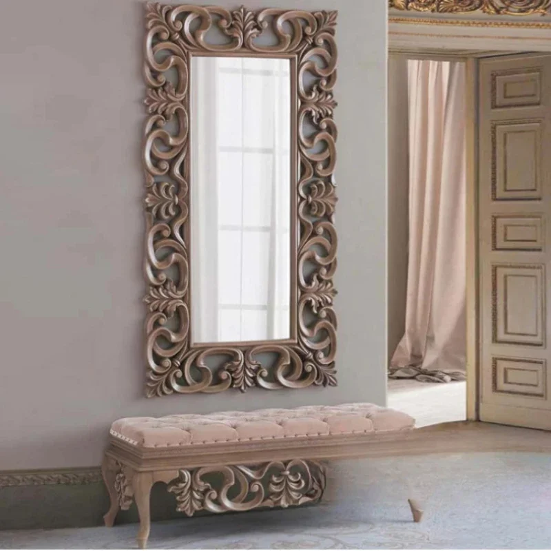 Metal French Mirror Big Frame European Vintage Living Room Full Body Makeup Mirror Long Espelho De Parede Bedroom Decoration