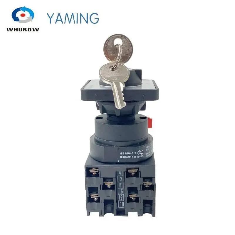 Yaming-Interruptor de leva de cambio rotativo eléctrico, dispositivo con llave de 690V, 20A, LW42, YMW42-20YS3/3S, 2 posiciones, 0-1, encendido-apagado, tres fases