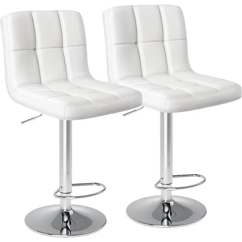 Bar Stools Set of 2， 24 inch Counter Height Bar Stools, Upholstered Modern Kitchen Barstools with Metal Base, PU Leather