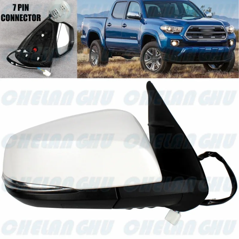 For Toyota Tacoma 2016 2017 2018 2019 2020 2021 US Version Right Side 7 Pins Paintable Power Adjust Auto Fold Mirror Assembly