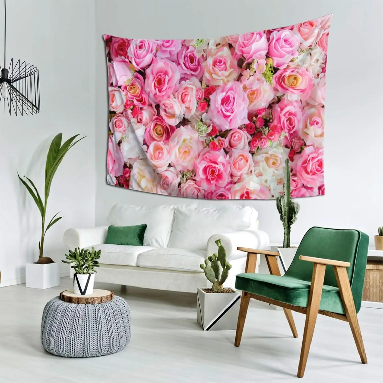 Floral Tapestry Red Flowers Pattern Wall Hanging Tapestry Decor for Wedding Valentine's Day Mother's Day Newborn Girls Birthday