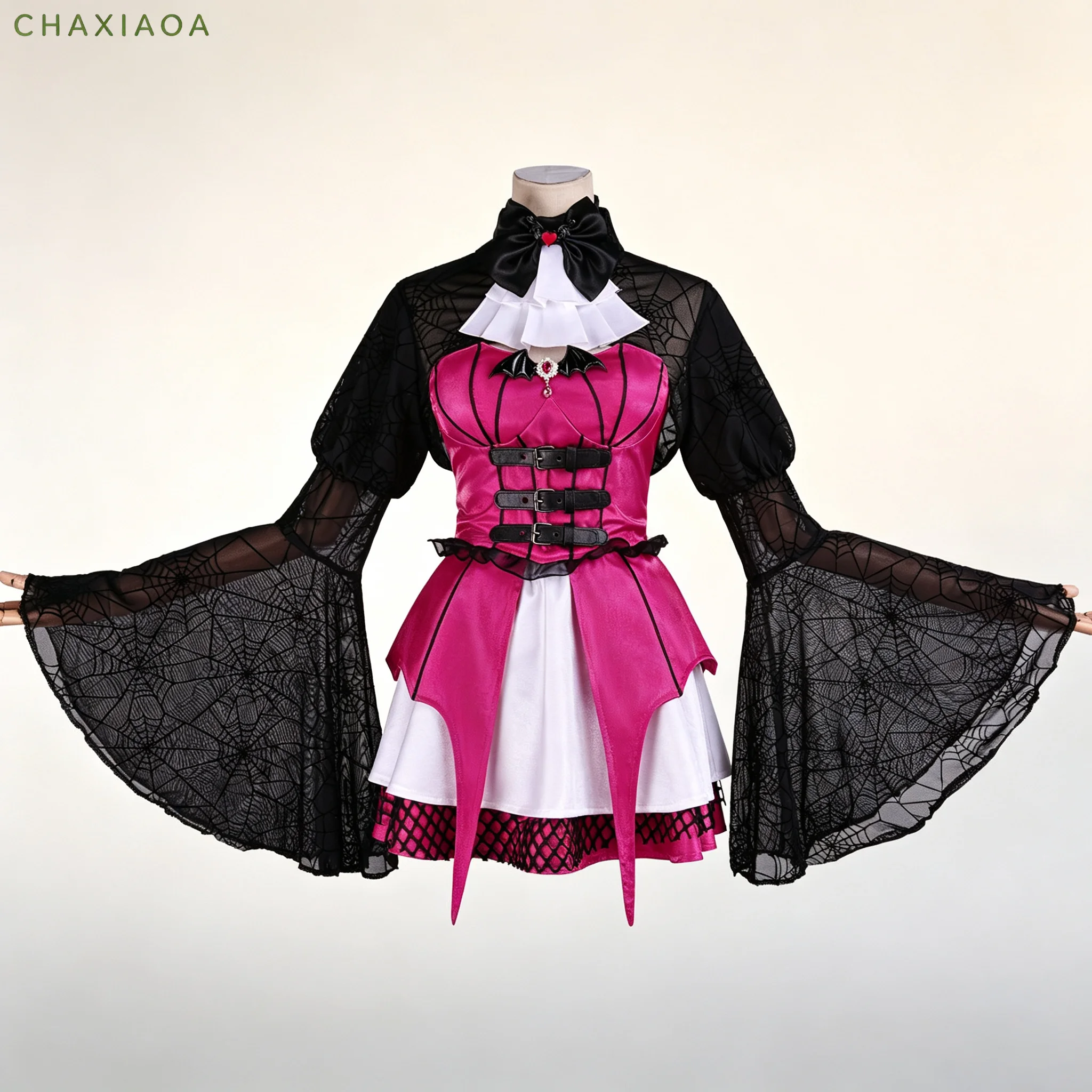 Monster School Draculaura Cosplay Costume Pink Vampire Lolita Dress  for Halloween Cosplay Stage Performance Outfit