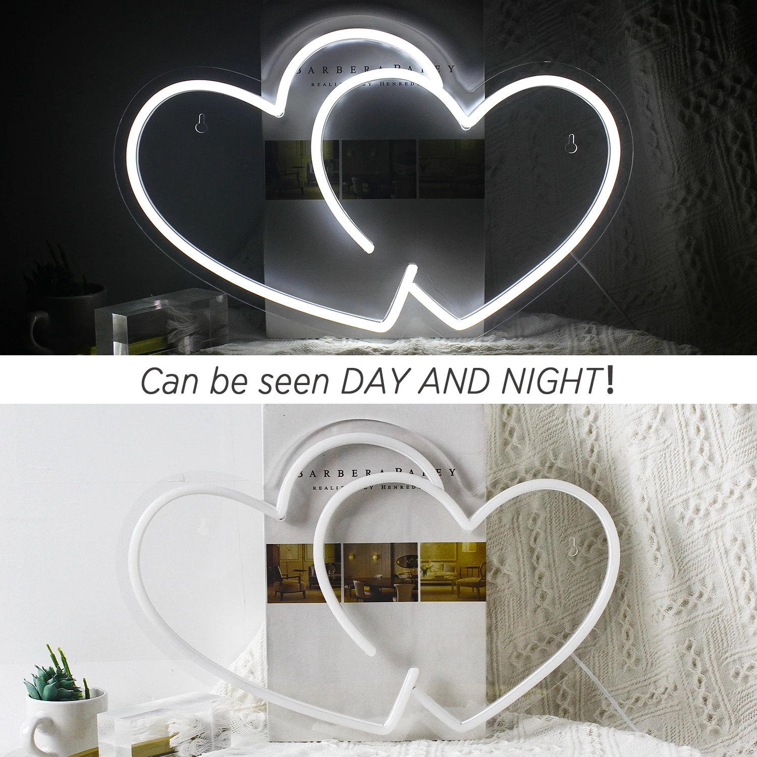 Imagem -05 - Double Love Neon Sign Led Room Wall Decor Usb Powered Acrílico para Casamento Quarto de Noivos Bar Party Kids Room Art Gifts