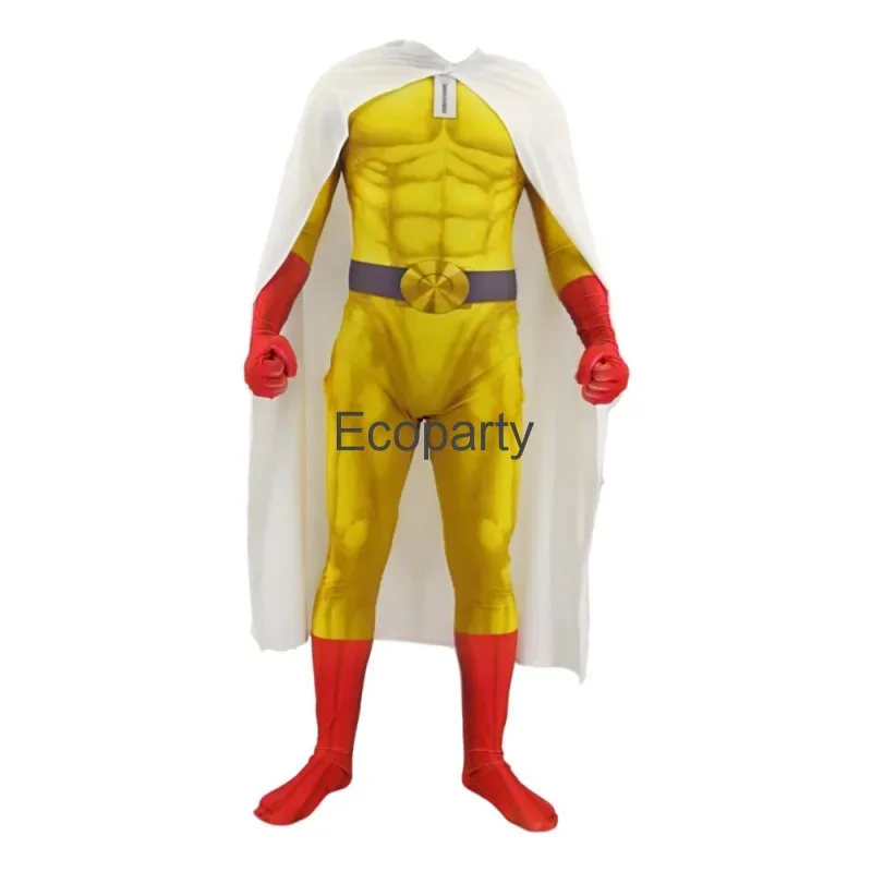 Disfraz de Anime One Punch-Man Saitama para niños y adultos, monos de héroe Sonic Zentai, conjunto de capa para hombre, traje de fiesta de Carnaval y Halloween