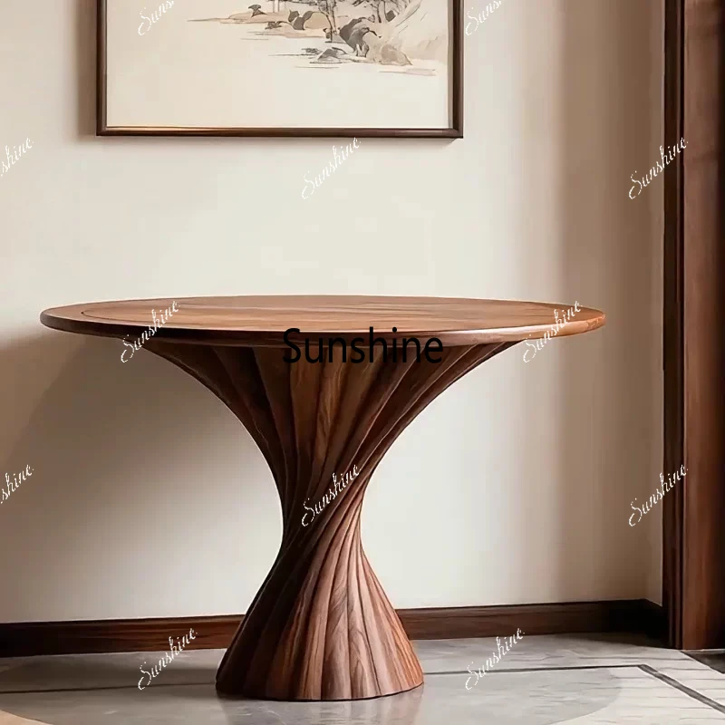 

New Chinese solid wood round entrance table modern simple living room decoration cabinet