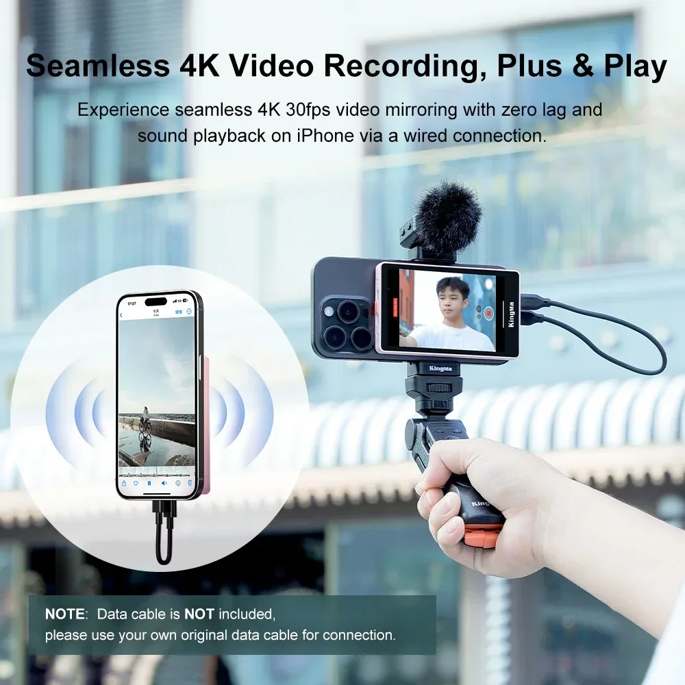 Kingma Phone Vlogging monitor 4K 30fps video casting built-in  remote Magnetic Rear Camera selfie monitor screen