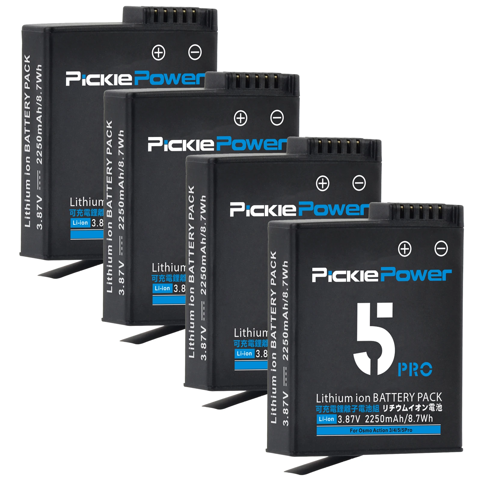 PicklePower 2250 mAh Ersatzakku für DJI Osmo Action 5 Pro/4/3, Osmo 360, Ladebox für DJI 3/4/5Pro Zubehör