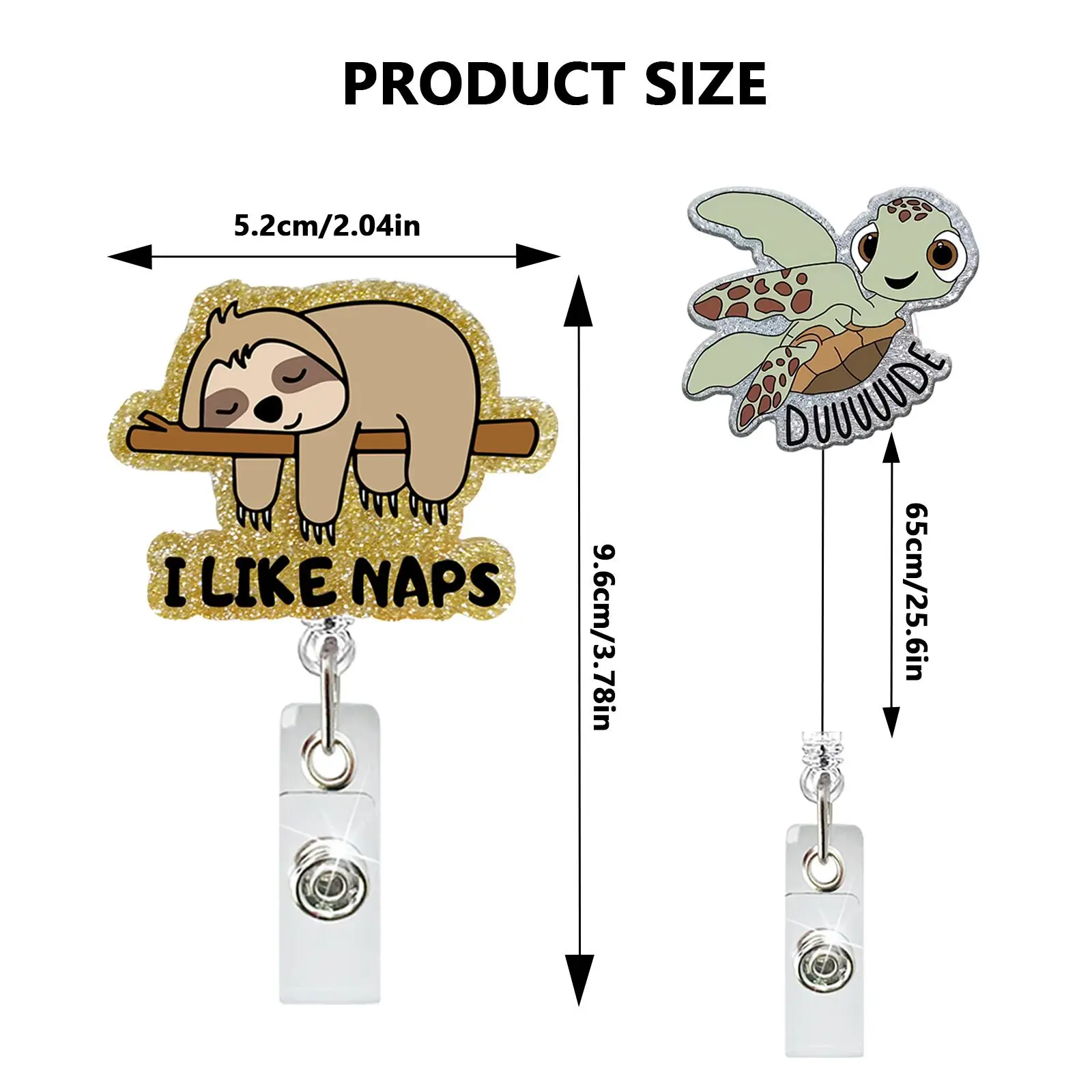 Hot Sales 1 Piece Anime Turtle Dog Cat Dinosaur Sloth Cat Retractable ID Card Holder Cute Animal Retractable Nurse Badge Clip