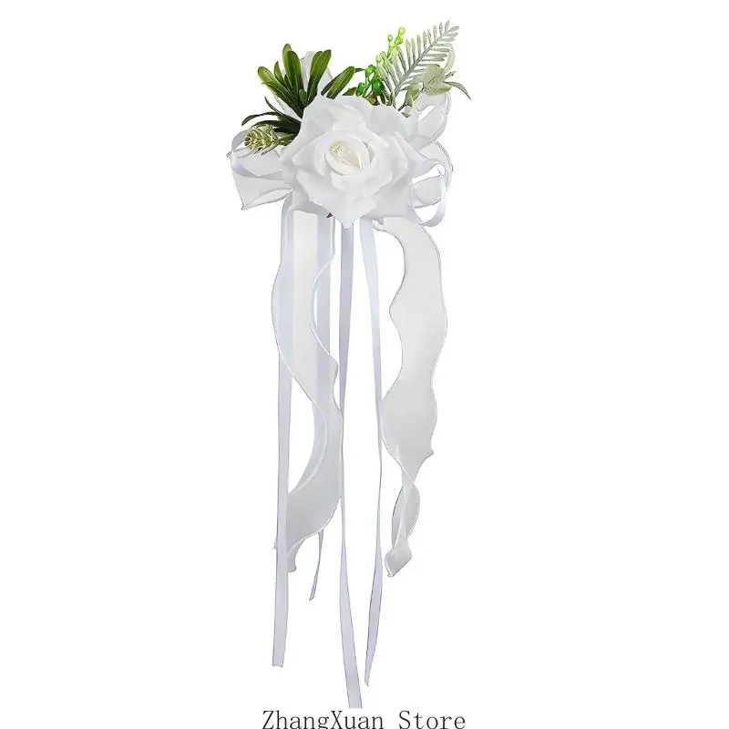 Hochzeitsauto-Rosenornament für Spiegelplatzierung und Zeremonien-Styling 3XUF – Detail 8