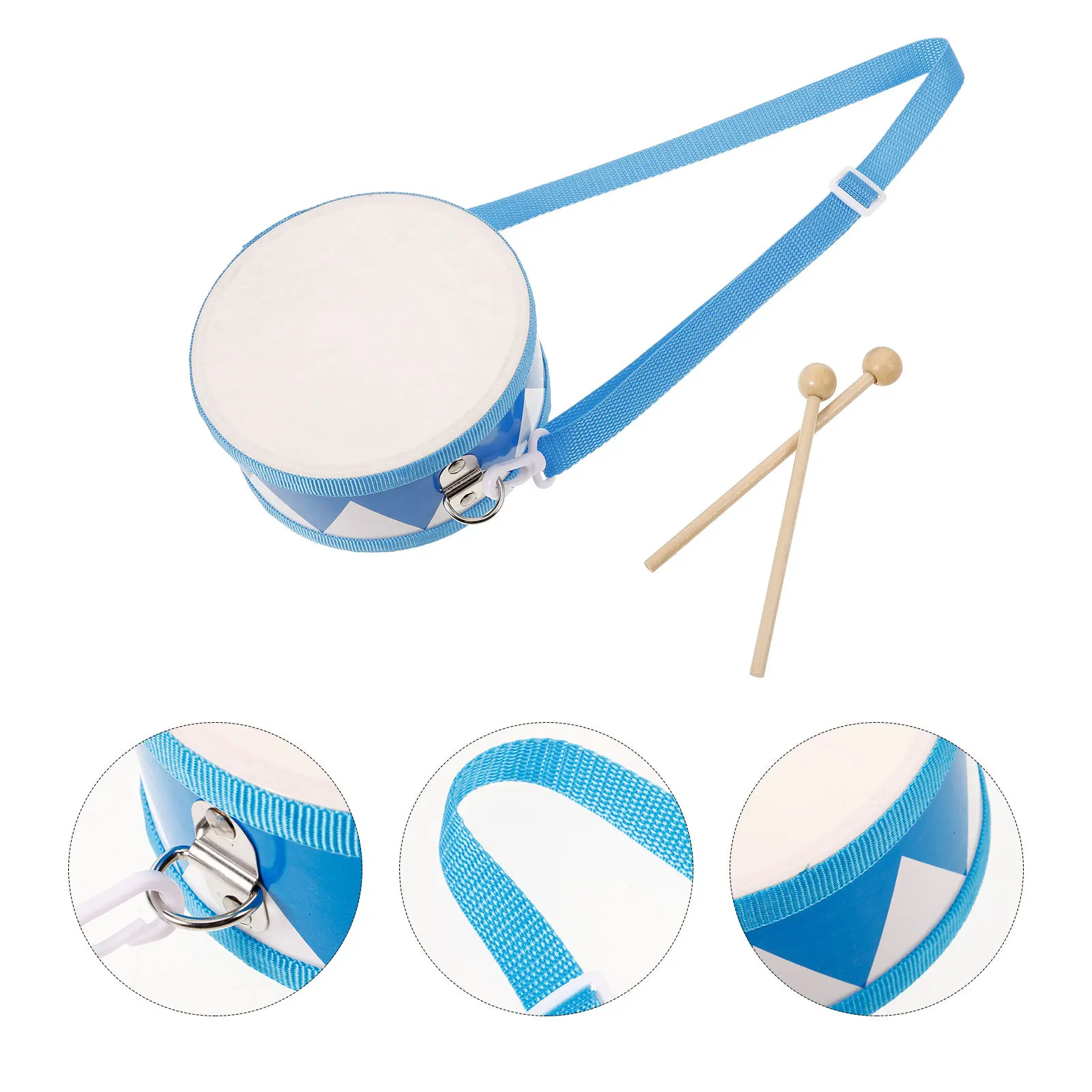 مجموعة واحدة من أدوات قرع الخشب الزرقاء ذات الوجهين من جلد الغنم الواقعي لمجموعة طبلة تعلم الموسيقى