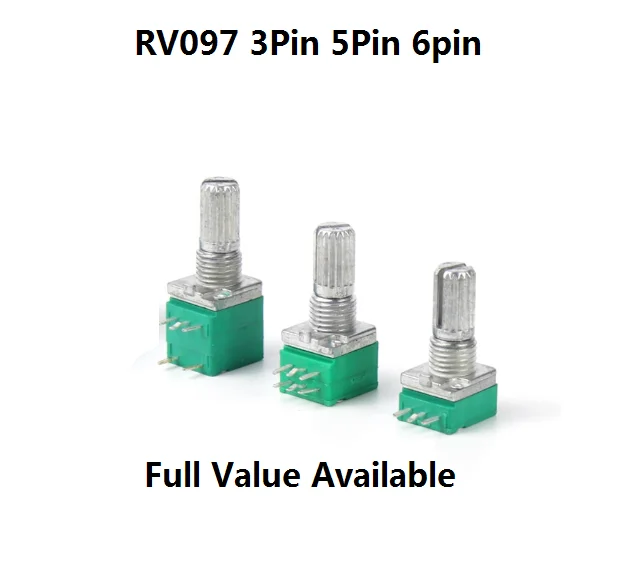 5個セット RV097NS RK097G RK097N B 5K 10K 20K 50K 100K 500K デュアルポテンショメータ 3ピン 5ピン 6ピン B 15mm B5K B10K B20K B50K B100K B500K