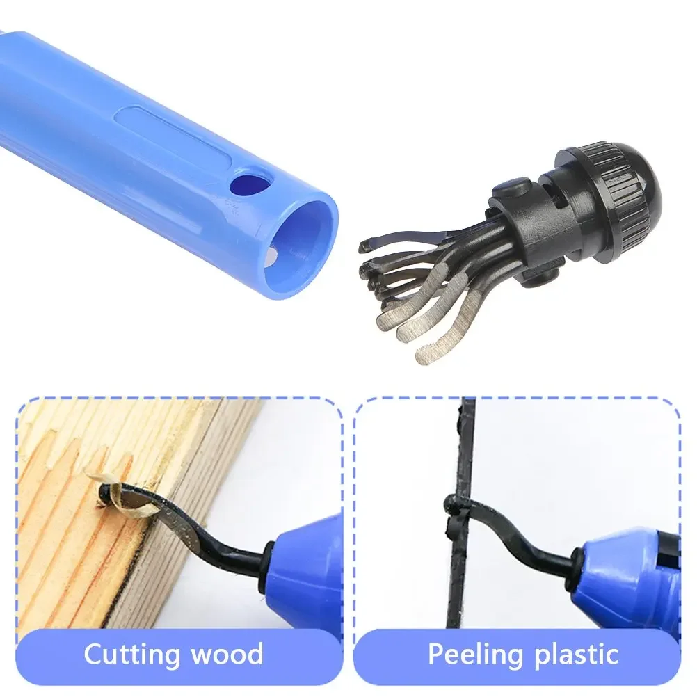 Great Metal Deburring Tool Kit Burr Remover Hand Tool Anti-Slip Handle with 10pcs Sharp Deburring Blades for Copper Wood Plastic