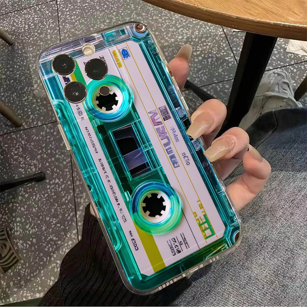 Transparente Hülle für Samsung Galaxy S25 S24 S23 Ultra S22 S21Plus FE A56 A55 A54 A53 A36 A35 A34 5G PC Retro Kassetten-Kunst Schutzhülle – Detail 3