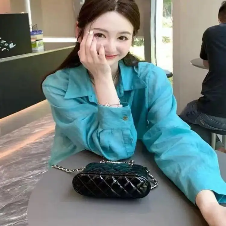 

Ele Long Sve Lake Blue Sun Protection irt Women's Summer Unique Attractive Personali Top Faionable Casual irt