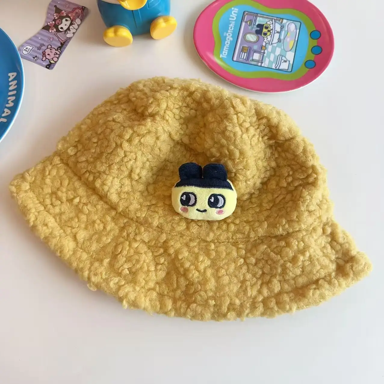 

Мультяшная японская плюшевая шапка тамагочи Mametchi, рыбацкая шапка ягненка, теплая осенне-зимняя модная шапка