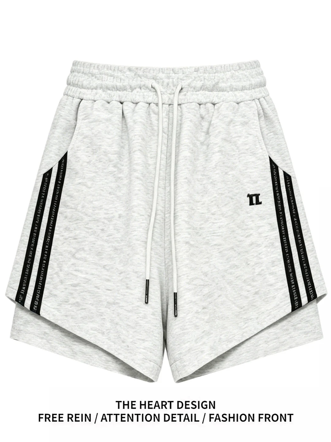 

American Stripe Simple Double Layer Sports Shorts Women's High Waist Summer Casual Wide Leg Pants Casual Straight Leg Pants