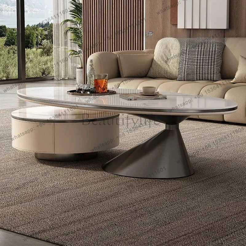 

05 FG17New light luxury modern simple rock slab coffee table special-shaped small apartment villa living room home fashion