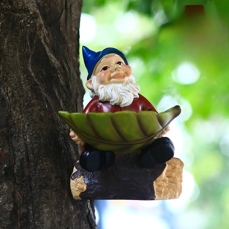 

17 см садовые гномы, подвесные деревья, птицы, уличные кормушки, подвески, изделия из смолы, садовая скульптура, креативное украшение персонажа эльфа