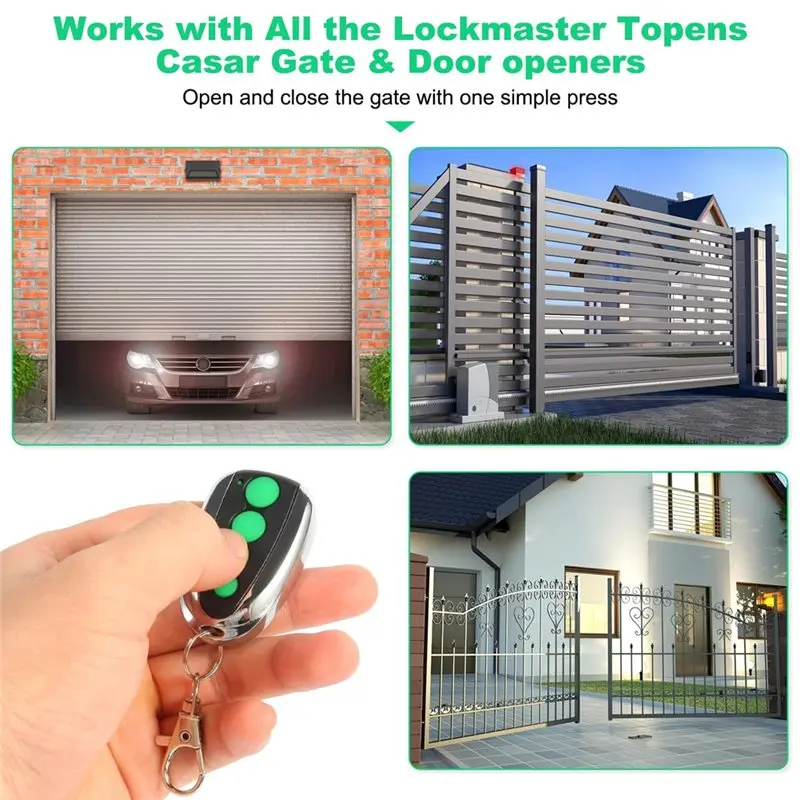 [NEW A09R!】 For TOPENS M12 Wireless Transmitter Garage Door Remote Control For Keychain 433.92Mhz Mhz