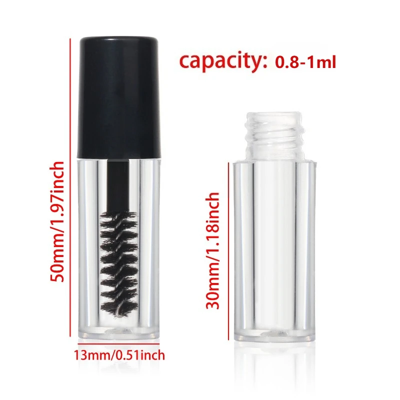 15/5PCS 1ml Empty Mascara Tube with Eyelash Bottles Cosmetic Container Bottle Eyelash Refillable Mascara Makeup Container Mini