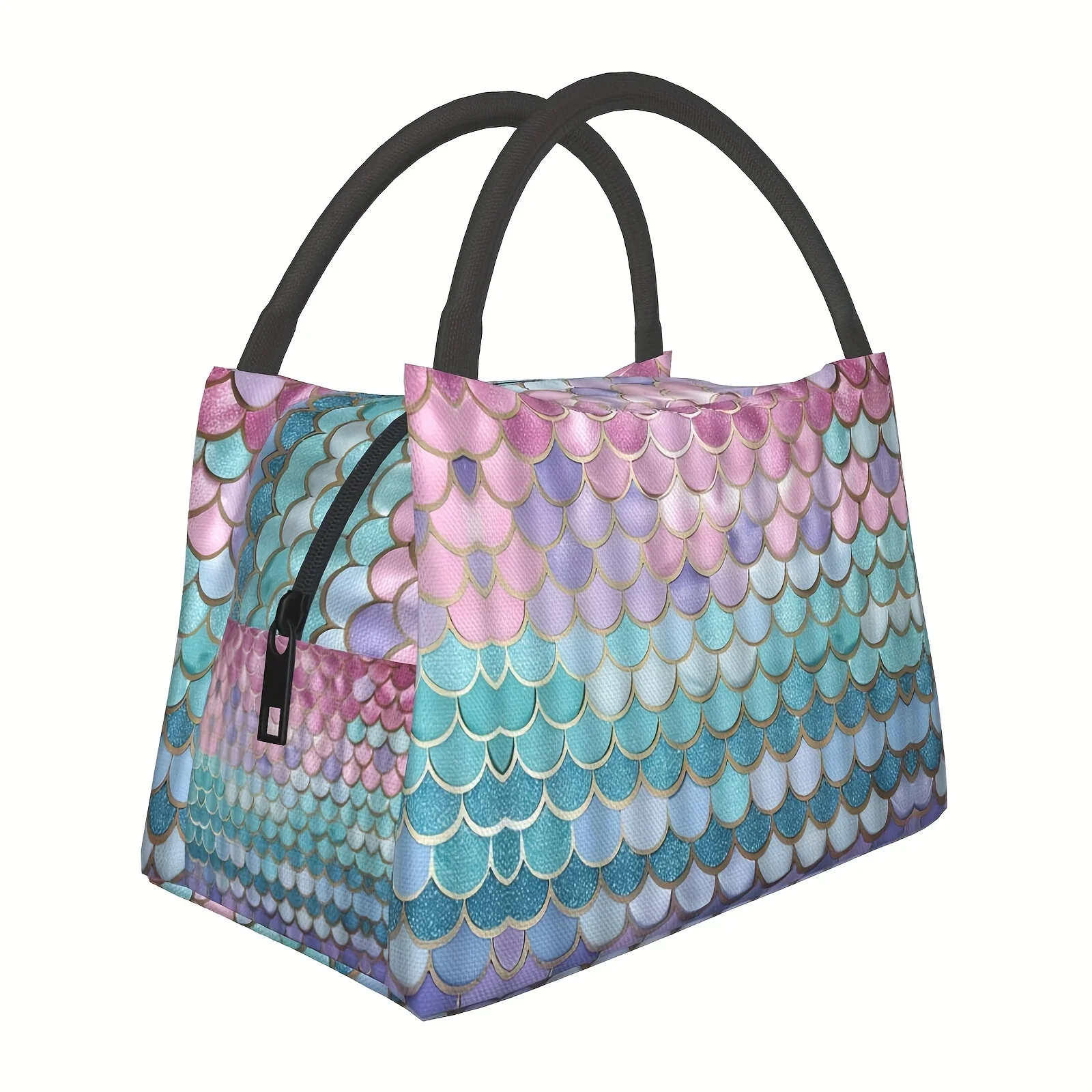 Mermaid Scales Lunch Bag for Woman Man Adults, Insulated Lunch Tote Lunch Box Container for Work Picnic Or Travel Beach