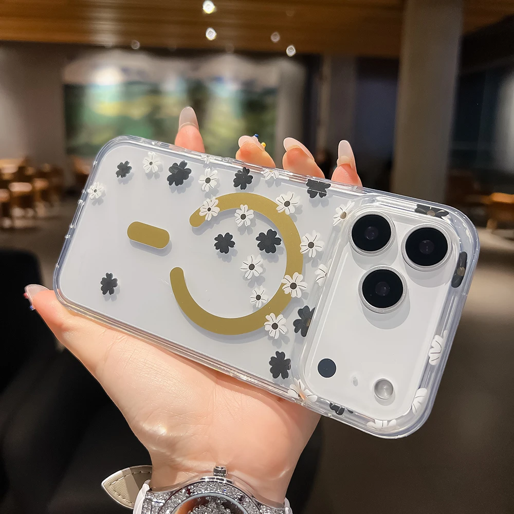 Luxuriöse Blumen-Magsafe-Handyhülle für iPhone 18 17 16 15 14 13 Pro Max 16E Magnetische Kabellose Ladefunktion Stoßfeste Hartschale – Detail 6