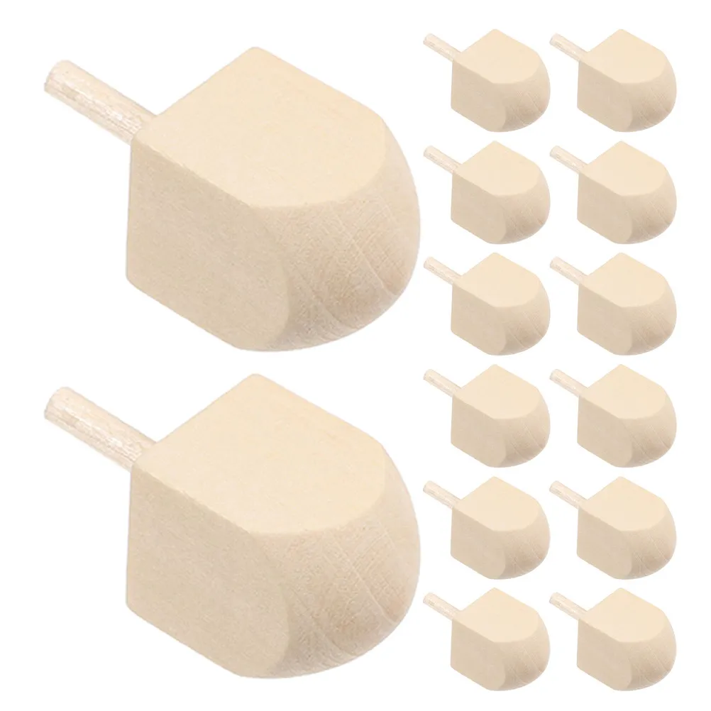 20pcs Hanukkah Wooden Dreidel 1.61X0.71 Inch Unfinished Natural Diy Craft Spinning Top For Festival Decor Small Dreidels