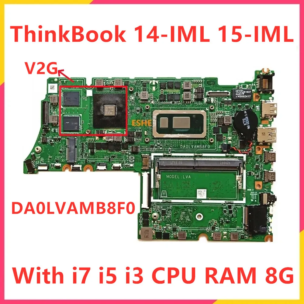 5B20S43643 5B20S43644 5B20S43645 For Lenovo ThinkBook 14-IML 15-IML Laptop Motherboard DA0LVAMB8F0 With i7 i5 i3 CPU 8G RAM