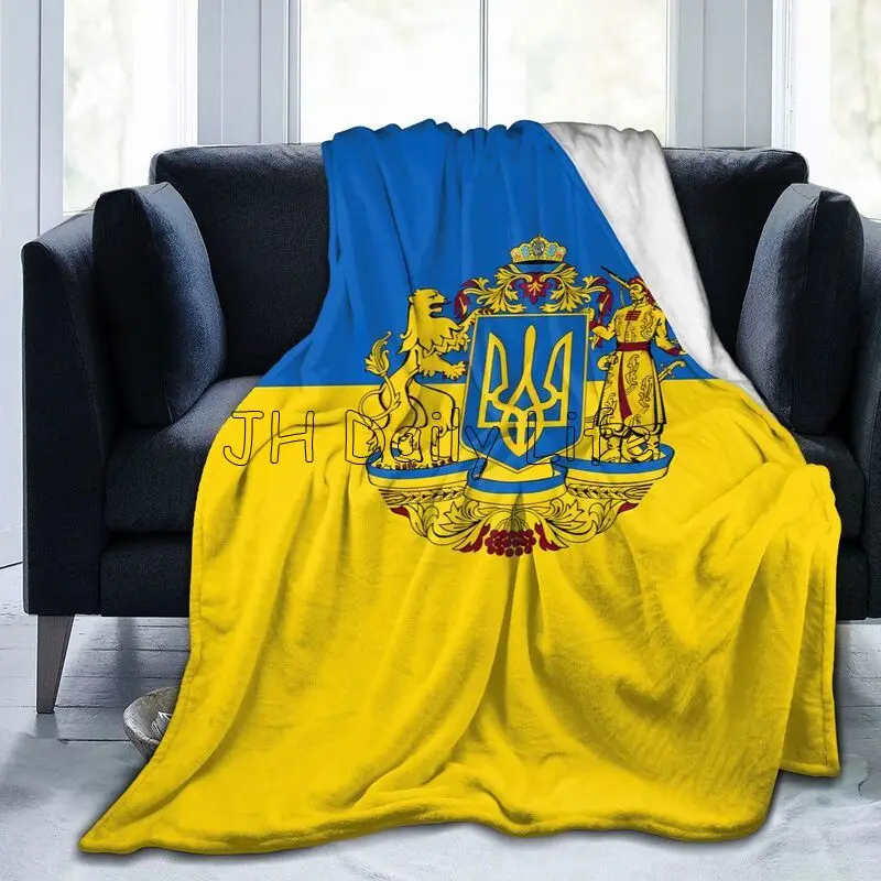 Flag of Ukraine Fannel Fleece Throw Blanket Portable Warm Soft Cozy Blankets Lightweight Bedspread for Home Office Travel Picnic