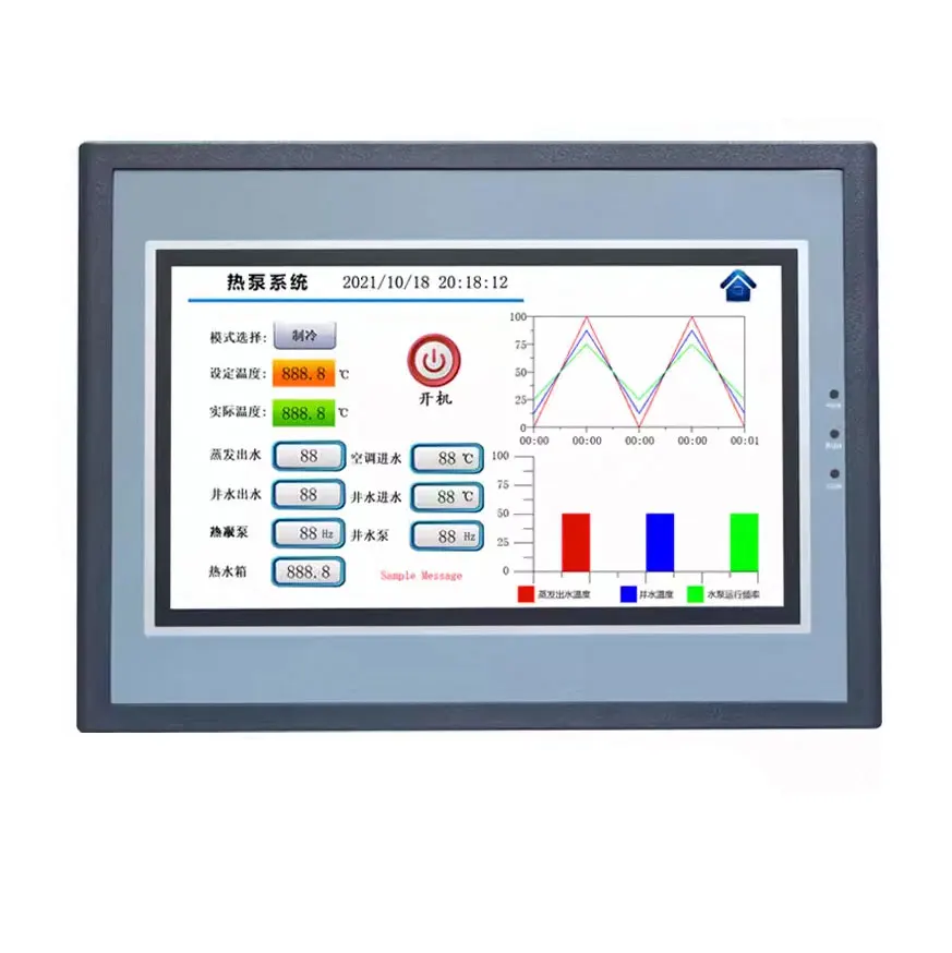 Écran tactile de 7 pouces série HMI AMZ W01 avec ports DB9 RS232/RS485, interface homme-machine