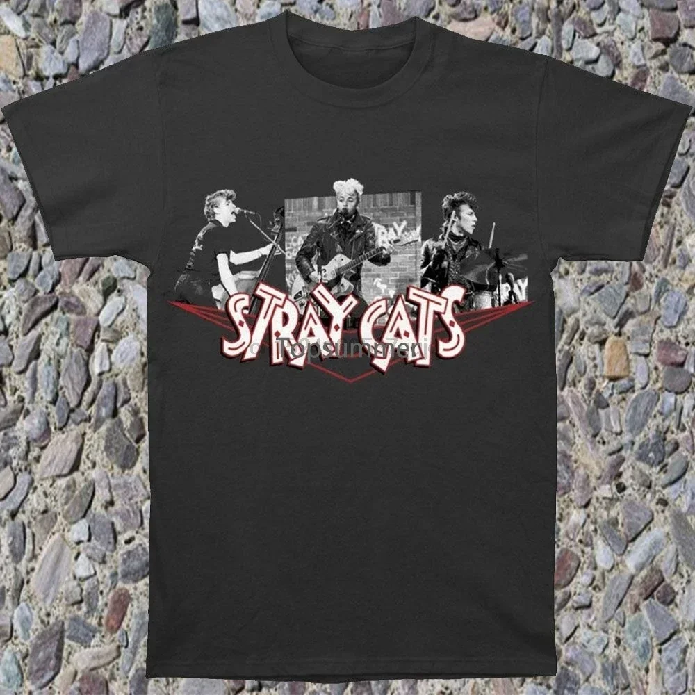 Stray Cats Men\'S Photo Collage Tee Slim Fit T-Shirt